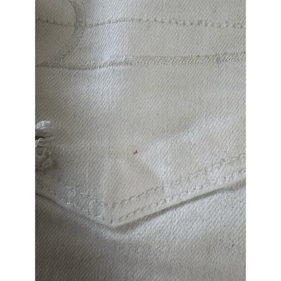 American Eagle Super Stretch White Distressed Denim Shorts Women’s 2 High Rise - Picture 4 of 5